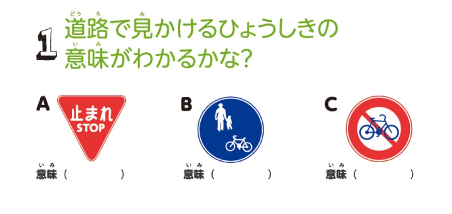 質問１道路で見かける標識のテストがあります。